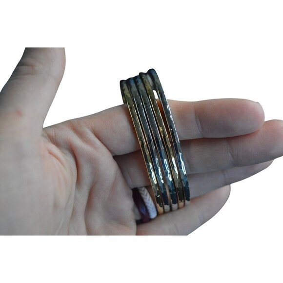 14th & Union Gold & Silver-Toned Nickel Free Bangle Bracelets set of 6 - Picture 6 of 7